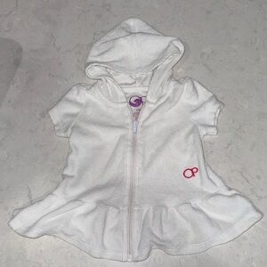 OP Soft White Zip-Up Terry Cloth Swim Robe